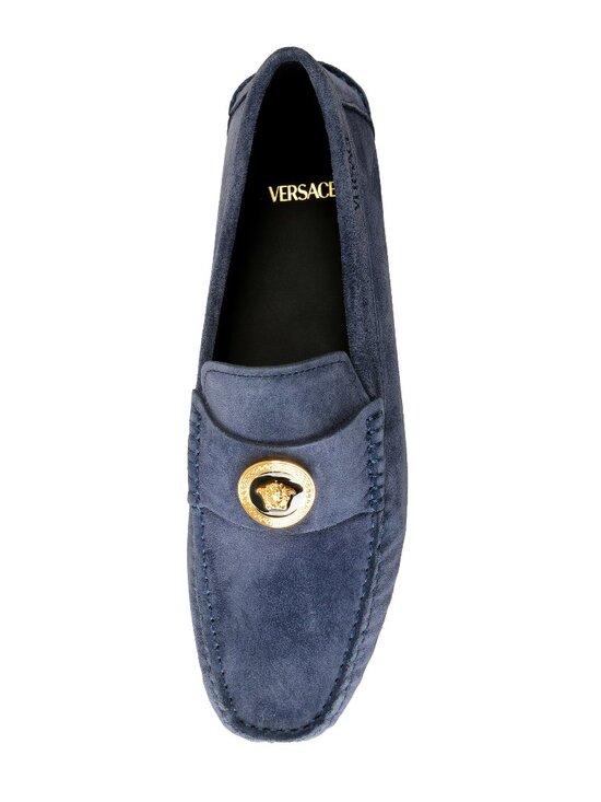 Versace Men\'s 100% Suede Leather Gold Medusa Driver Loafers Shoes US 9 IT 42 main image 4